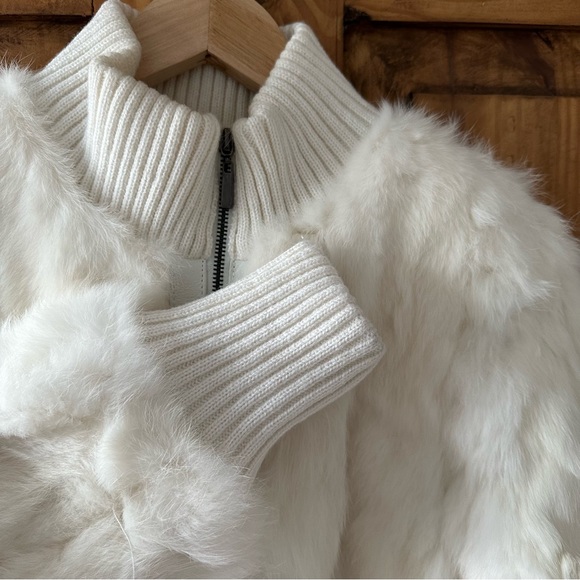 Vintage 90's Y2K Atmosphere Soft Rabbit Fur Bomber Jacket with Pockets - Medium - Picture 6 of 13